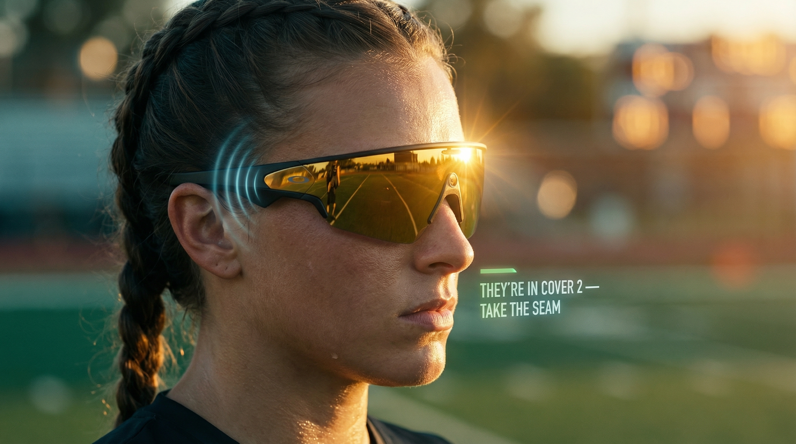 Quarterback receiving coach's call through Bluetooth